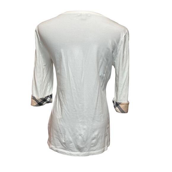 Preloved- Burberry- Check Cuff Stretch-Cotton Top-M - Picture 6 of 6